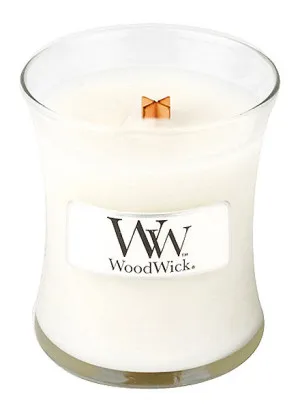 WoodWick Linen scented candle with wooden wick for women