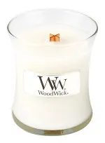 WoodWick Linen scented candle with a wooden wick 85 g