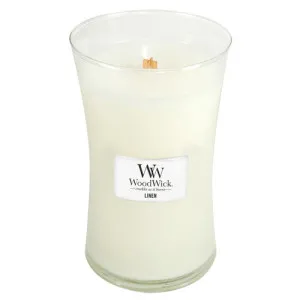 WoodWick Linen scented candle with a wooden wick 609.5 g