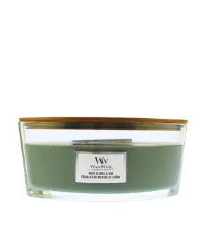 WoodWick Mint Leaves & Oak scented candle with wooden wick 453.6 g