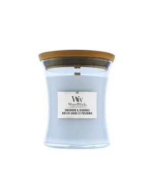 WoodWick Sagewood & Seagrass scented candle with wooden wick 275 g