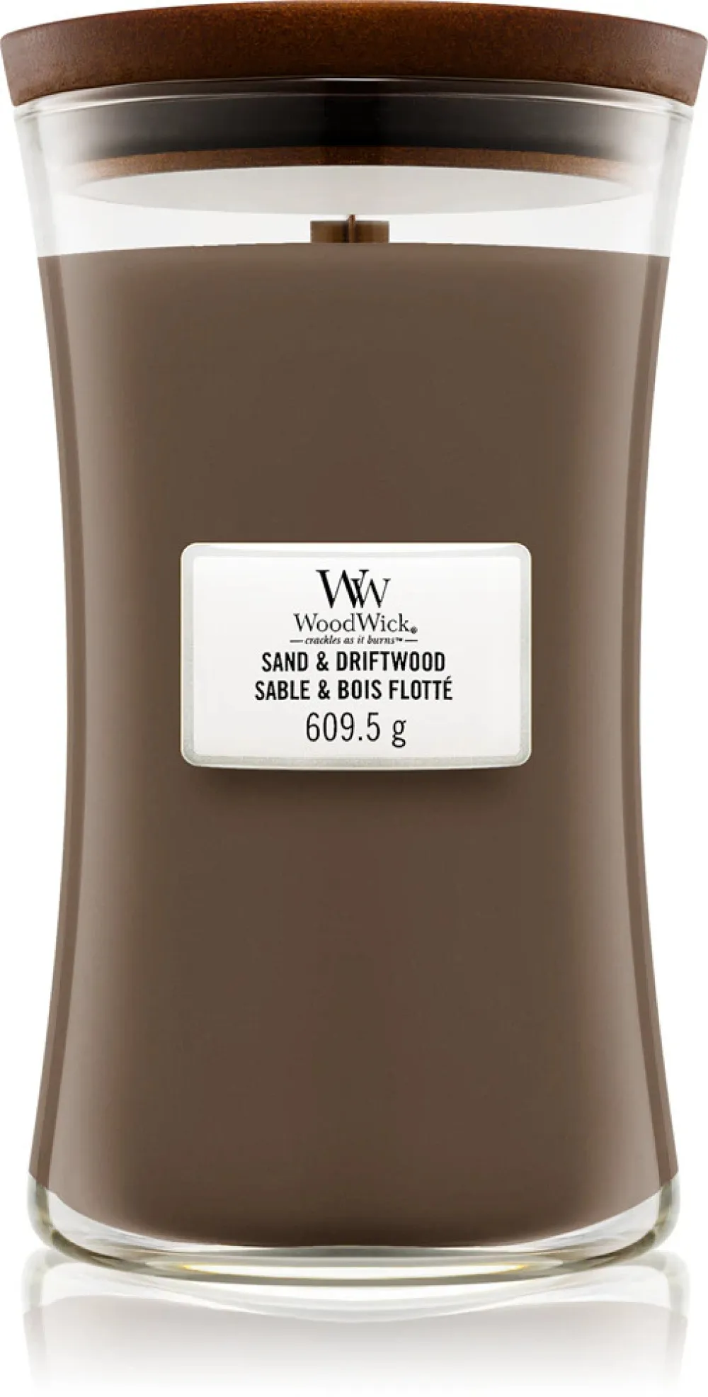 Sand & Driftwood scented candle with wooden wick 275 g