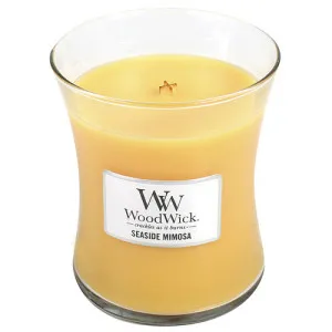 WoodWick Seaside Mimosa scented candle with wooden wick 275 g
