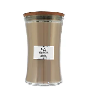 WoodWick Large Glass/Cashmere Scented Candle with Wooden Wick 609.5 g