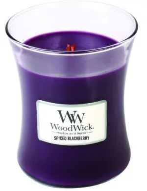 WoodWick Spiced Blackberry scented candle with wooden wick for women