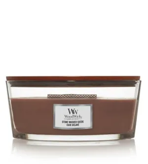 WoodWick Stone Washed Suede scented candle with a wooden wick 453.6 g