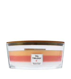 WoodWick Trilogy Blooming Orchard scented candle with a wooden wick 453.6 g