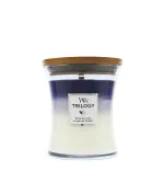 WoodWick Trilogy Evening Luxe scented candle with wooden wick 275 g
