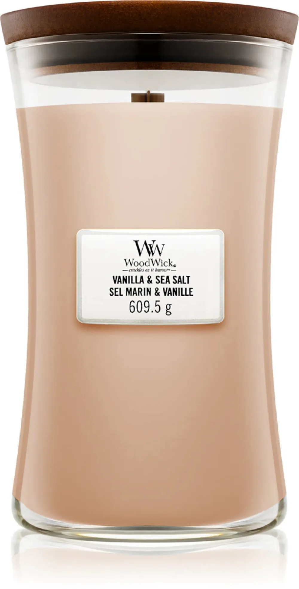 Vanilla & Sea Salt scented candle with wooden wick 609.5 g 609,5 g