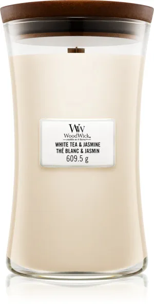 WoodWick White Tea & Jasmine scented candle with wooden wick 609.5 g