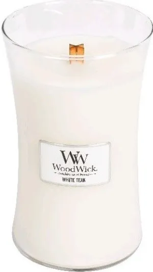 WoodWick White Teak scented candle with wooden wick 609.5 g