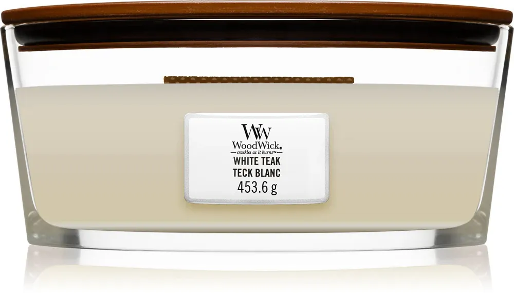 White Teak scented candle with wooden wick 453.6 g 453,6 g