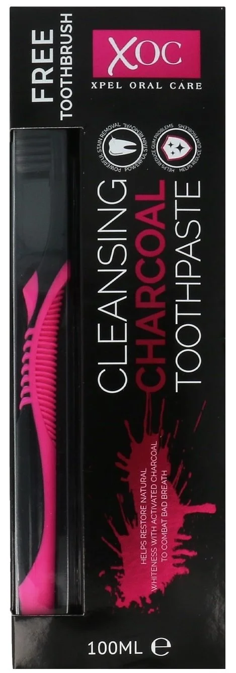 Charcoal whitening toothpaste with activated charcoal + toothbrush
