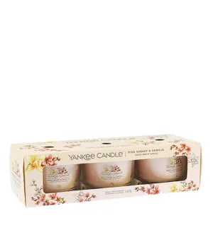 Yankee Candle Pink Cherry & Vanilla set in glass 3 x 37 g