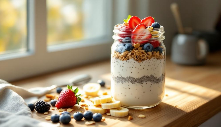 Breakfast in a jar saves you time when you're in a rush in the morning and want to eat better.