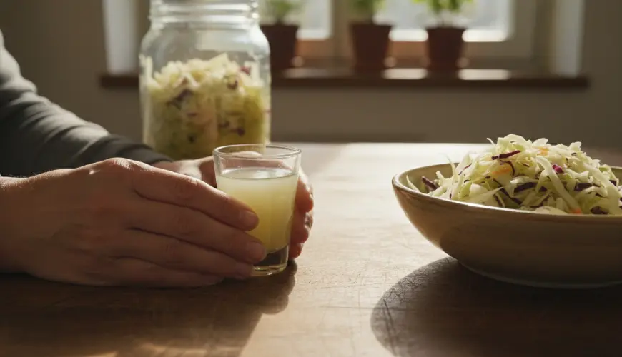 # Homemade Probiotic Shot from Sauerkraut Juice for Every Day