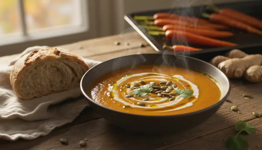 Silky Creamy Roasted Carrot and Ginger Soup without Cream