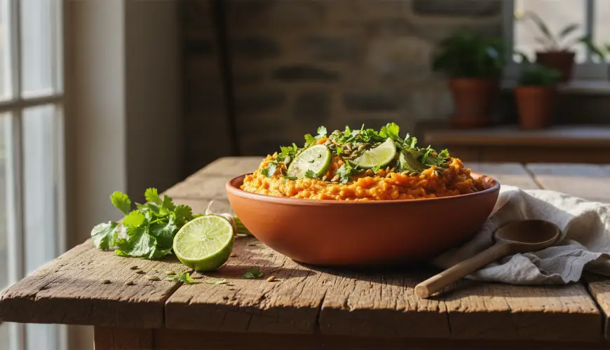 Simple recipe for mashed sweet potatoes with lime and coriander