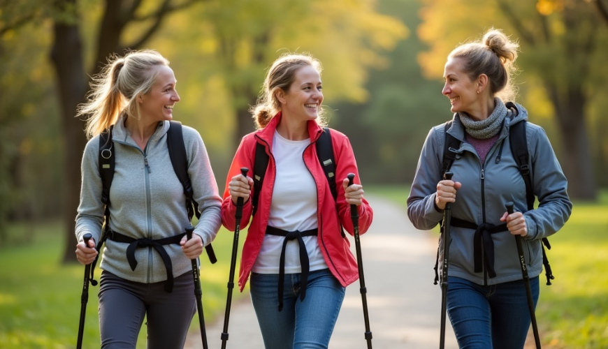 Nordic walking is walking with poles that engages the whole body and does not damage the joints.