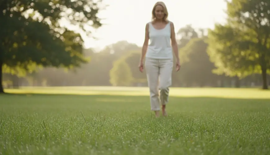 Slow barefoot walking on grass as sensory training
