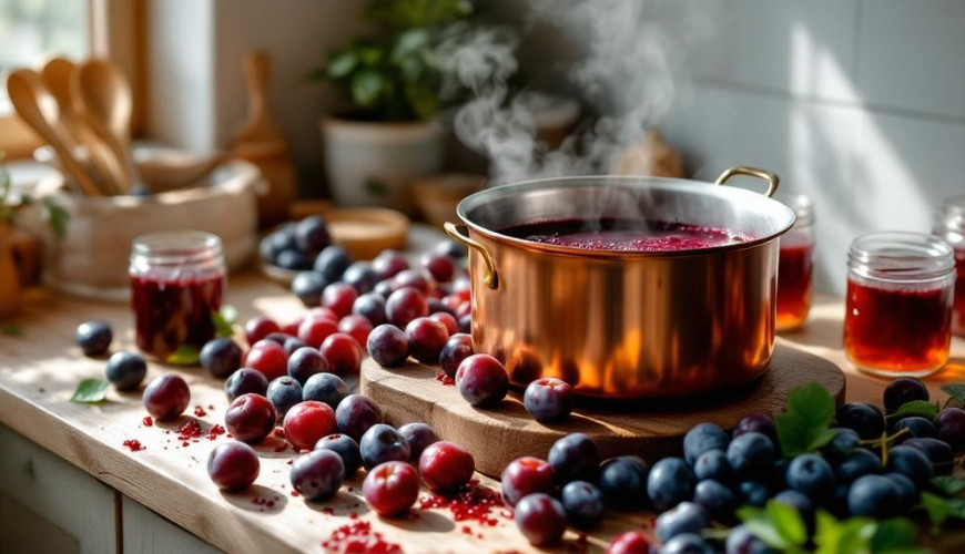 You can easily prepare fruit-scented preserves from plums, pears, and apples.