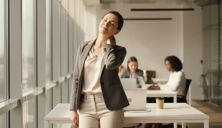 Stretch discreetly and quickly between meetings