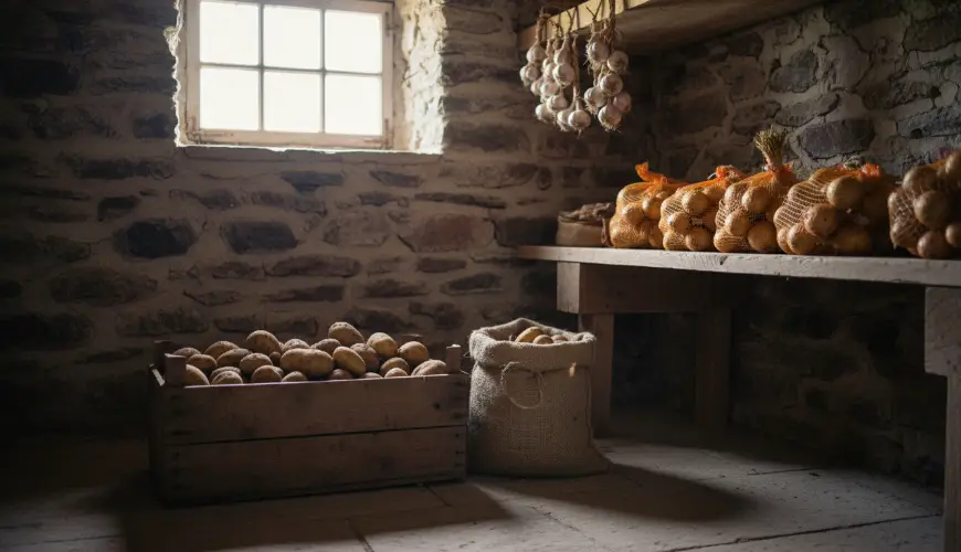 # Proper storage of onions, garlic, and potatoes so they don't sprout
