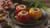 Stuffed peppers according to a Georgian recipe with walnuts
