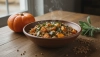 Buckwheat risotto with pumpkin and sage for cold autumn days