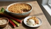 Rhubarb crumble with oat topping never disappoints