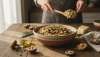 Savory oat oatto with mushrooms as a healthy alternative to risotto