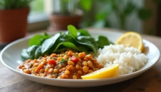 A meatless lunch that fills you up can be prepared even on a weekday in just twenty minutes.