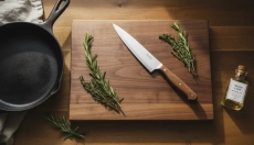 How to properly care for a wooden cutting board, knives, and pans