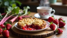 Discover the magic of rhubarb pie with strawberries