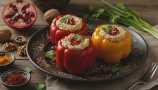 Stuffed peppers according to a Georgian recipe with walnuts
