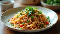 Rice noodles with vegetables as a popular choice for healthy cooking