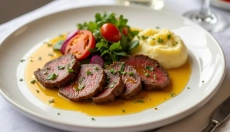 Sustainable beef slices with mustard for modern cooking