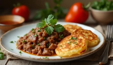 Pork mix with potato pancakes surprises not only with traditional flavors