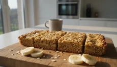 Baked oat bars with banana will keep you full until lunch