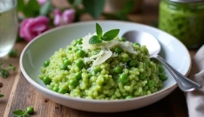 Find out how to make creamy pea risotto at home without stress