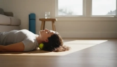 Try neck relaxation using a tennis ball