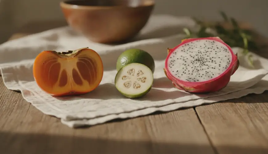 Try the exotic fruits kaki, feijoa and pitahaya