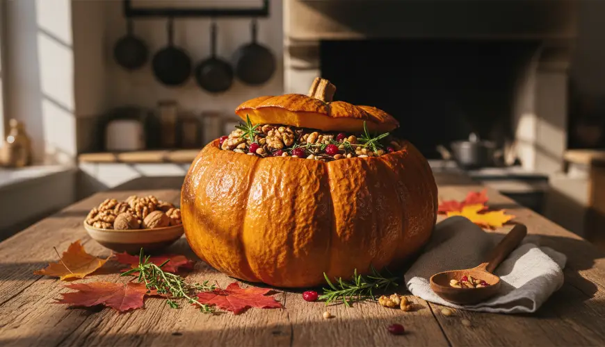 Try baked pumpkin stuffed with rice and nuts