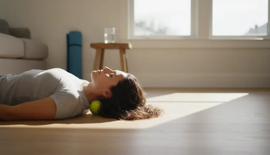 Try neck relaxation using a tennis ball